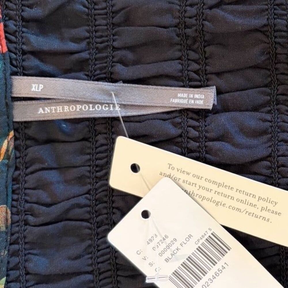 Anthropologie NWT XL Petite Floral Smocked Boho Midi Dress Flutter Sleeve - Picture 4 of 12